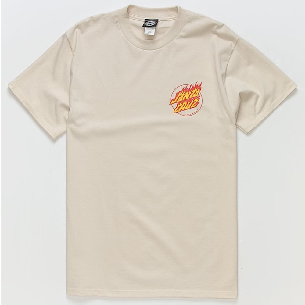 SANTA CRUZ Flaming Dot Mens Tee Cream